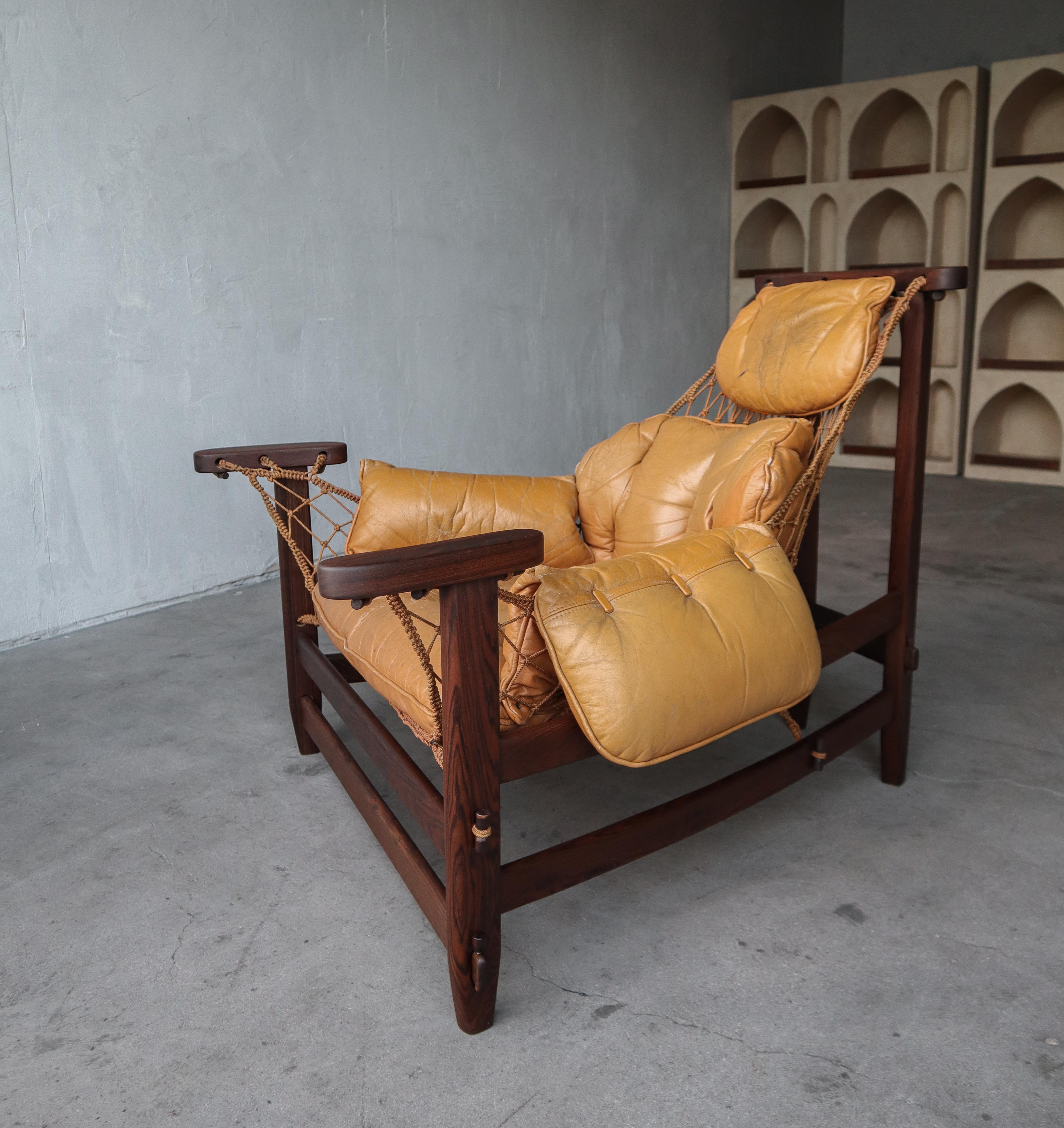 Jean Gillon Jangada Lounge Chair with Ottoman, Rosewood For Sale 7