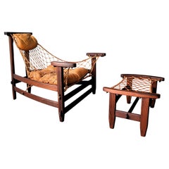 Jean Gillon Jangada Lounge Chair with Ottoman, Rosewood