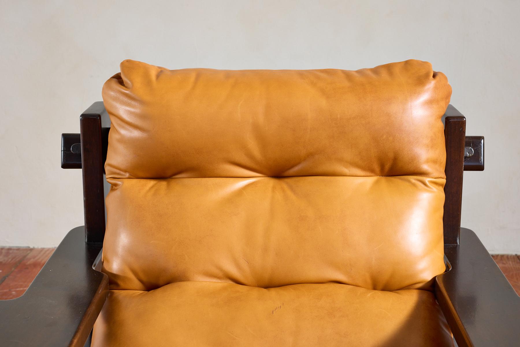 Jean Gillon Leather Paddle Arm Chairs 6