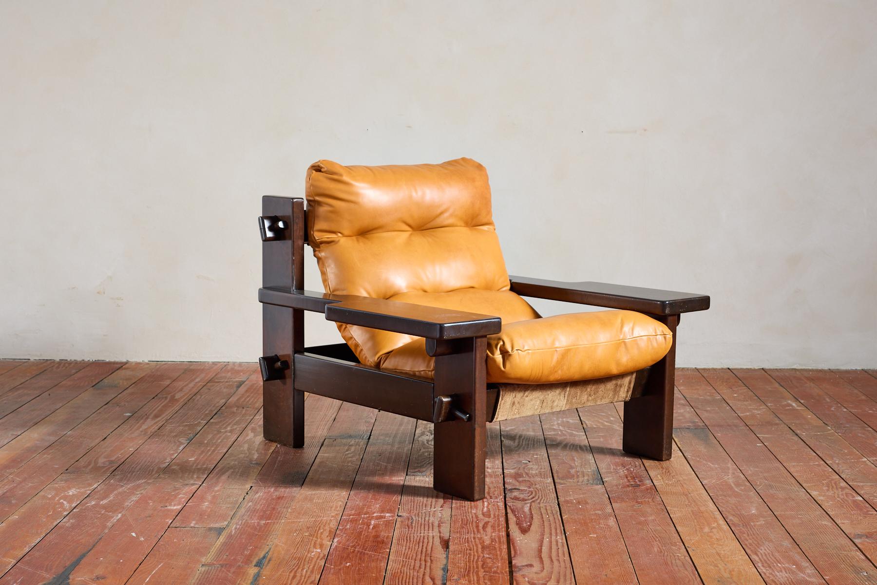 French Jean Gillon Leather Paddle Arm Chairs