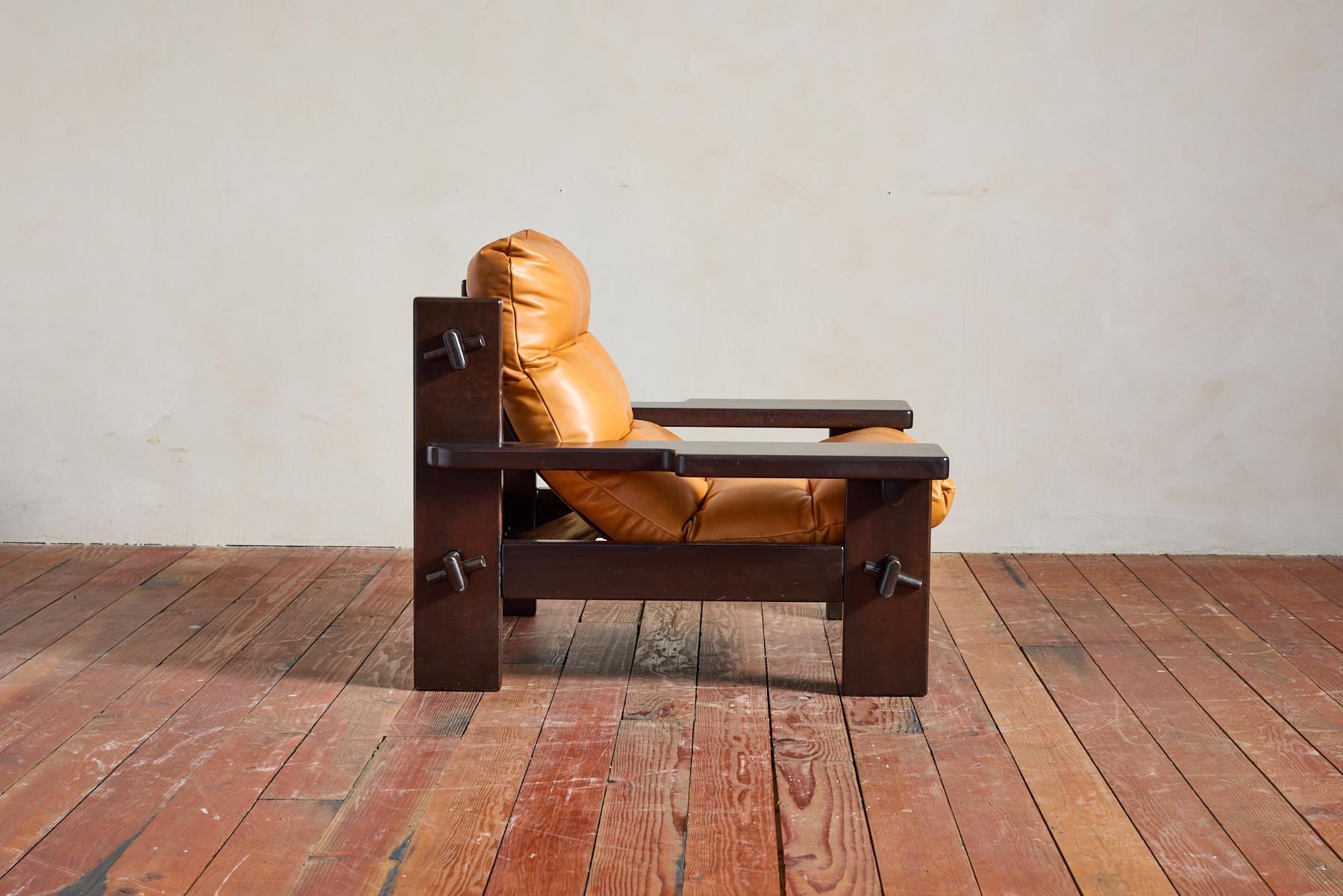Late 20th Century Jean Gillon Leather Paddle Arm Chairs