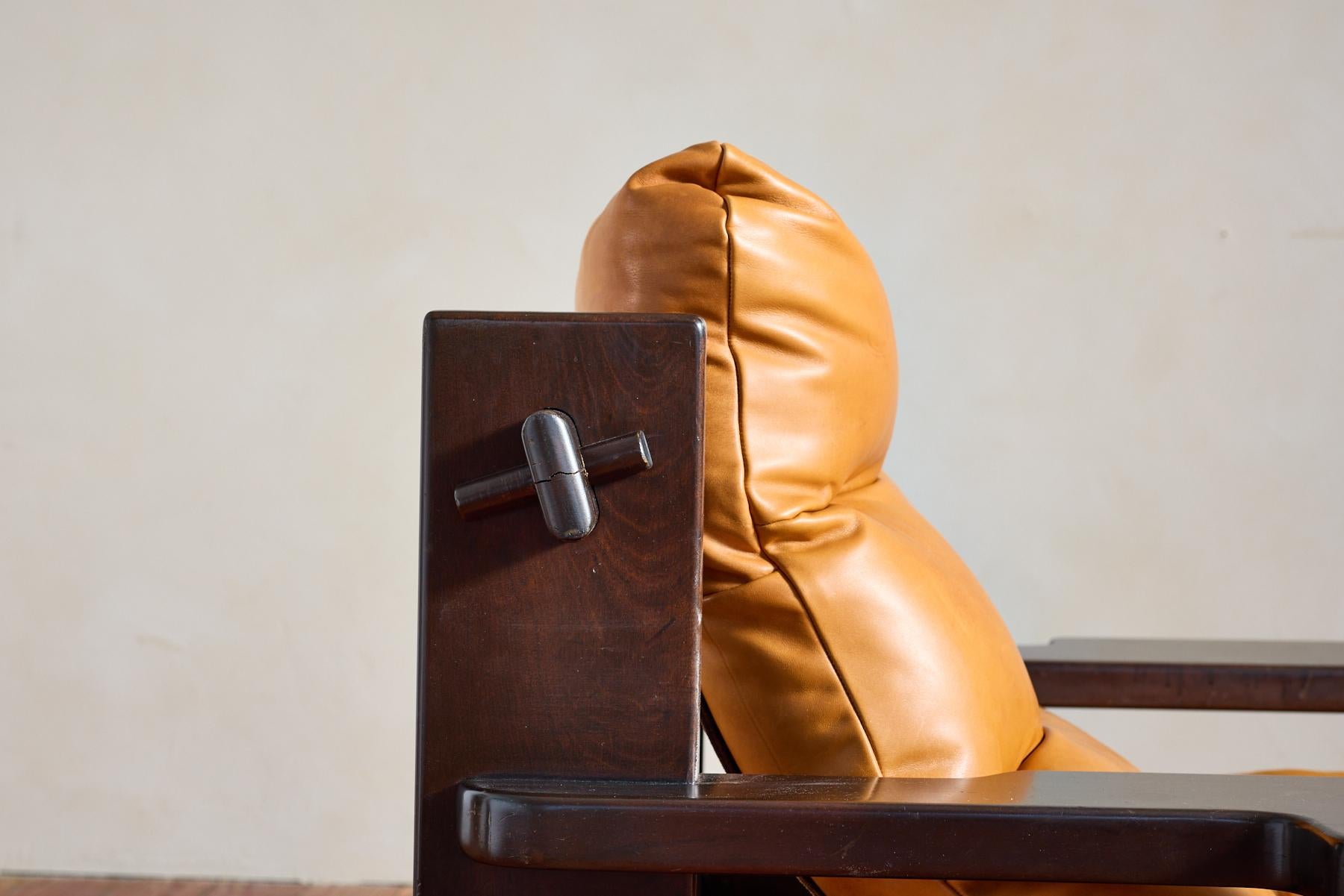 Jean Gillon Leather Paddle Arm Chairs 1