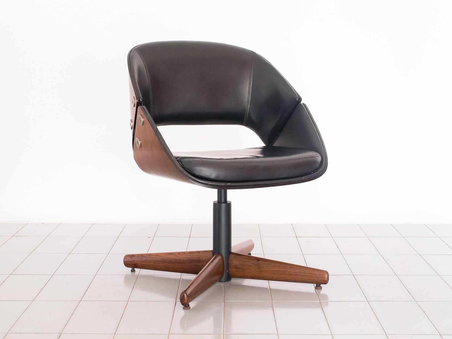 Mid-Century Modern Jean Gillon Office Chair in Louro Preto Wood and Iron, Brazil, Late 1960s