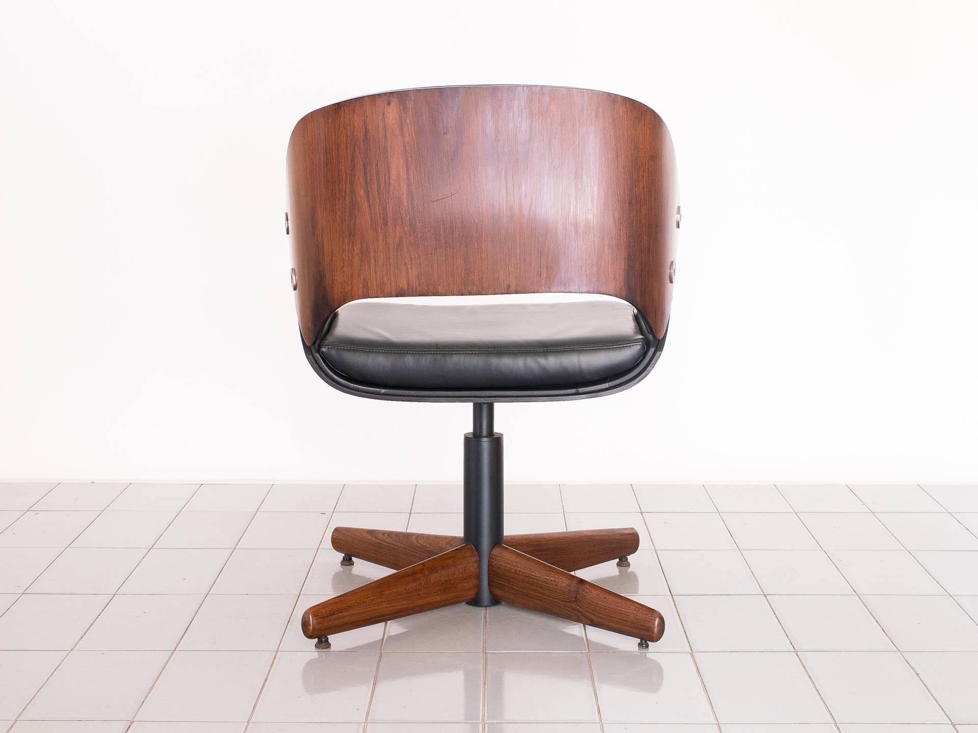 20th Century Jean Gillon Office Chair in Louro Preto Wood and Iron, Brazil, Late 1960s