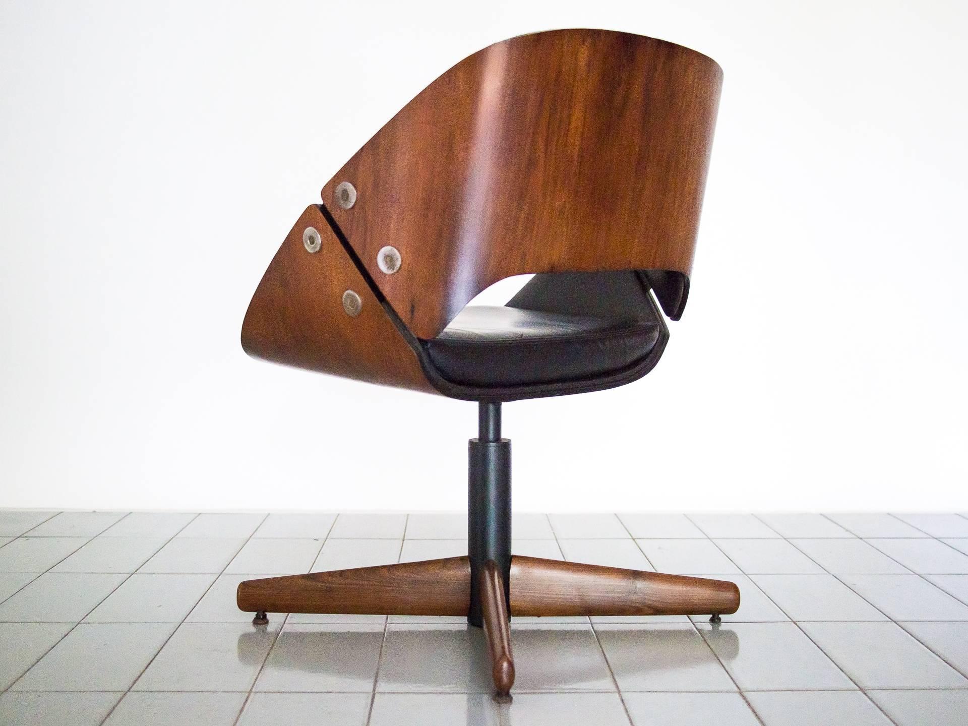 Jean Gillon Office Chair in Louro Preto Wood and Iron, Brazil, Late 1960s 2