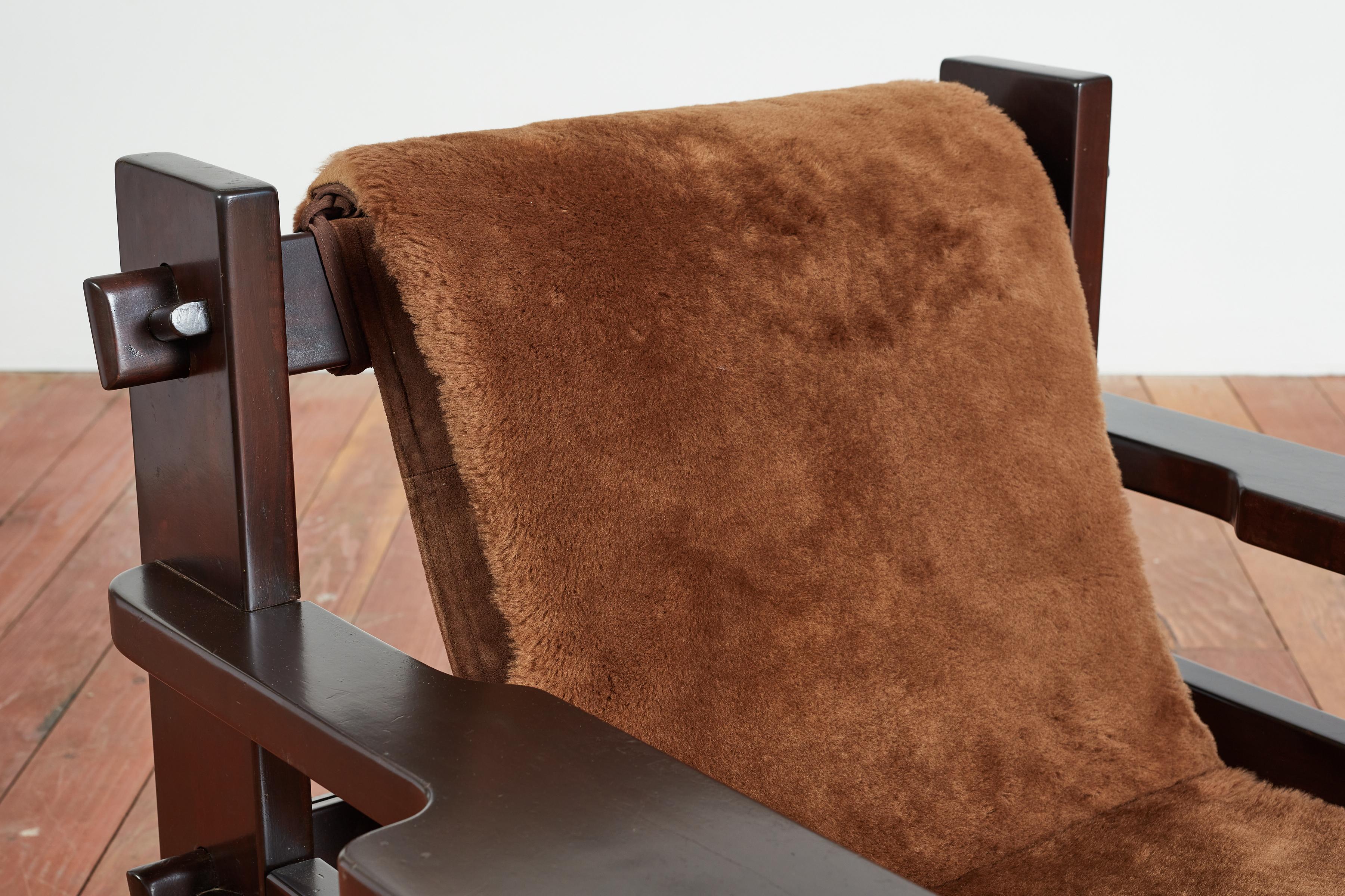 Jean Gillon Paddle Shearling Arm Chairs For Sale 3