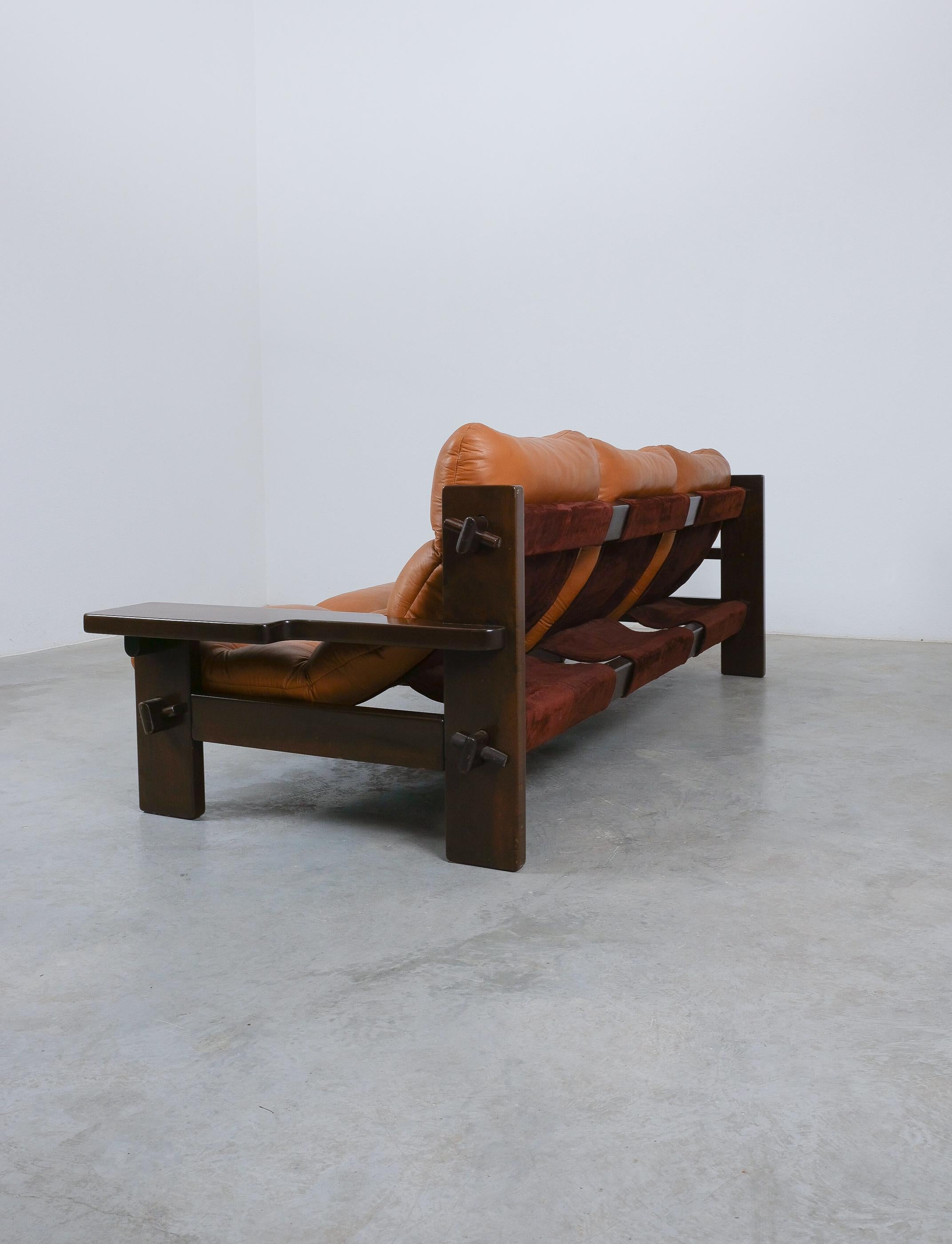 Mid-20th Century Jean Gillon Paddle Sofa Leather For Probel, 1960 For Sale