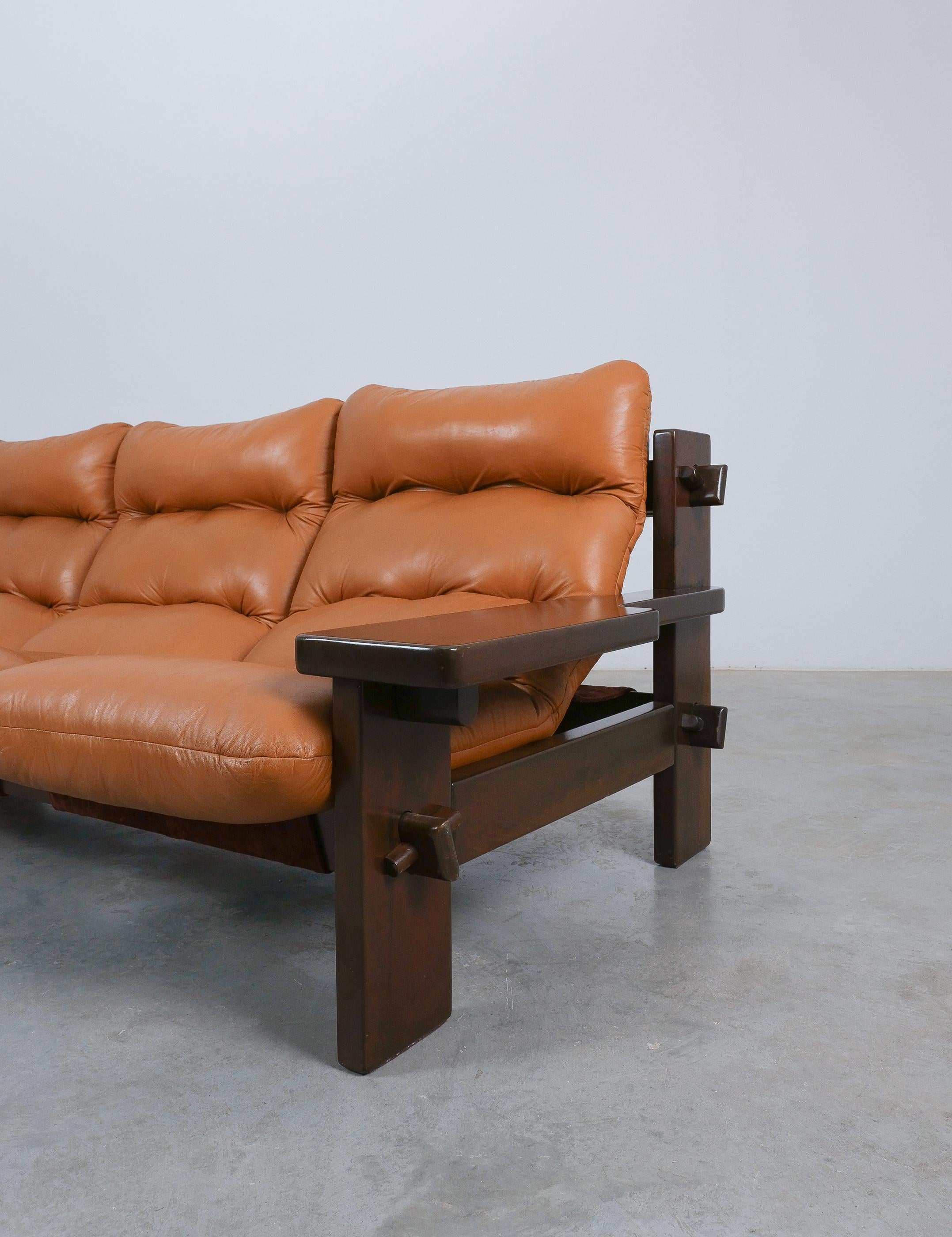 Jean Gillon Paddle Sofa Leather For Probel, 1960 For Sale 2
