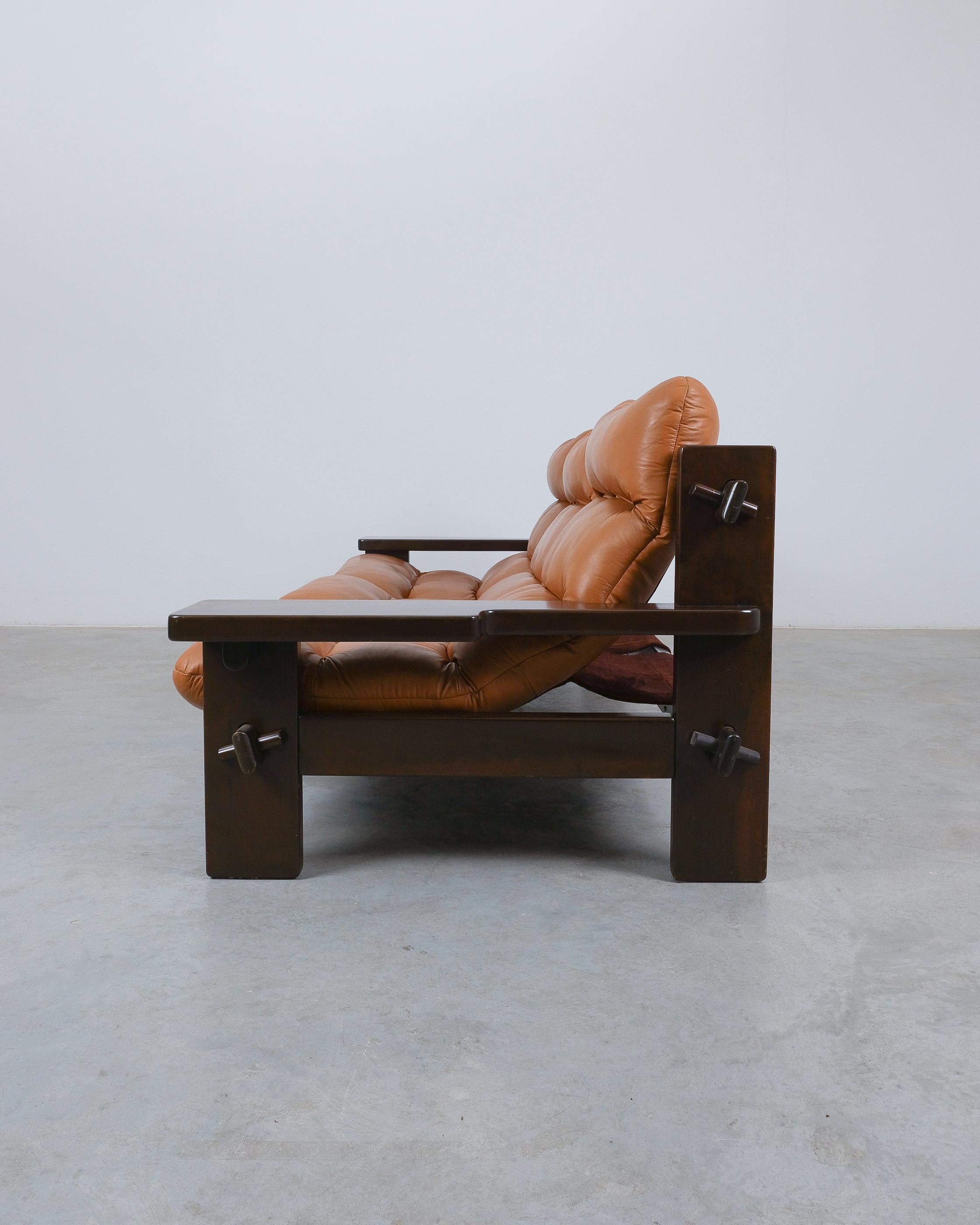 Jean Gillon Paddle Sofa Leather For Probel, 1960 For Sale 3