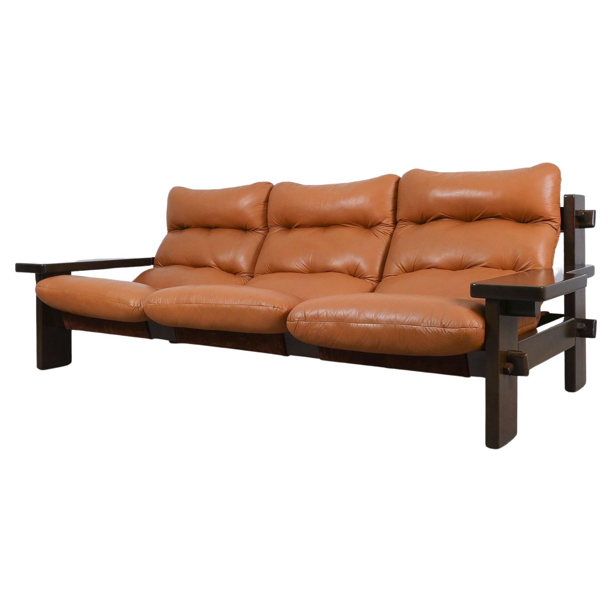 Jean Gillon Paddle Sofa Leather For Probel, 1960 For Sale