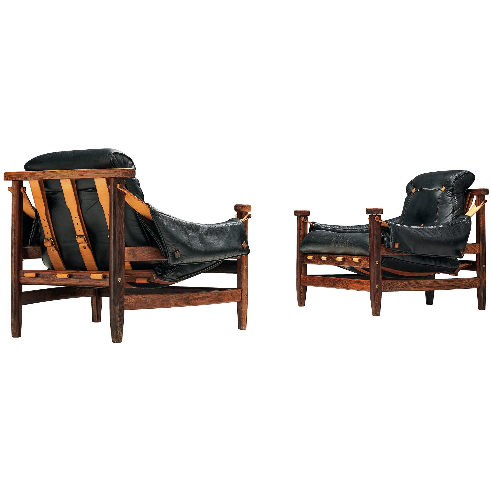 Jean Gillon Pair of Easy Chairs "Bertioga" for Italma Wood Art, Brazil, 1960s