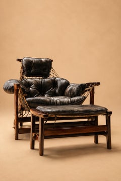 JEAN GILLON Rare armchair and ottoman model Jangada
