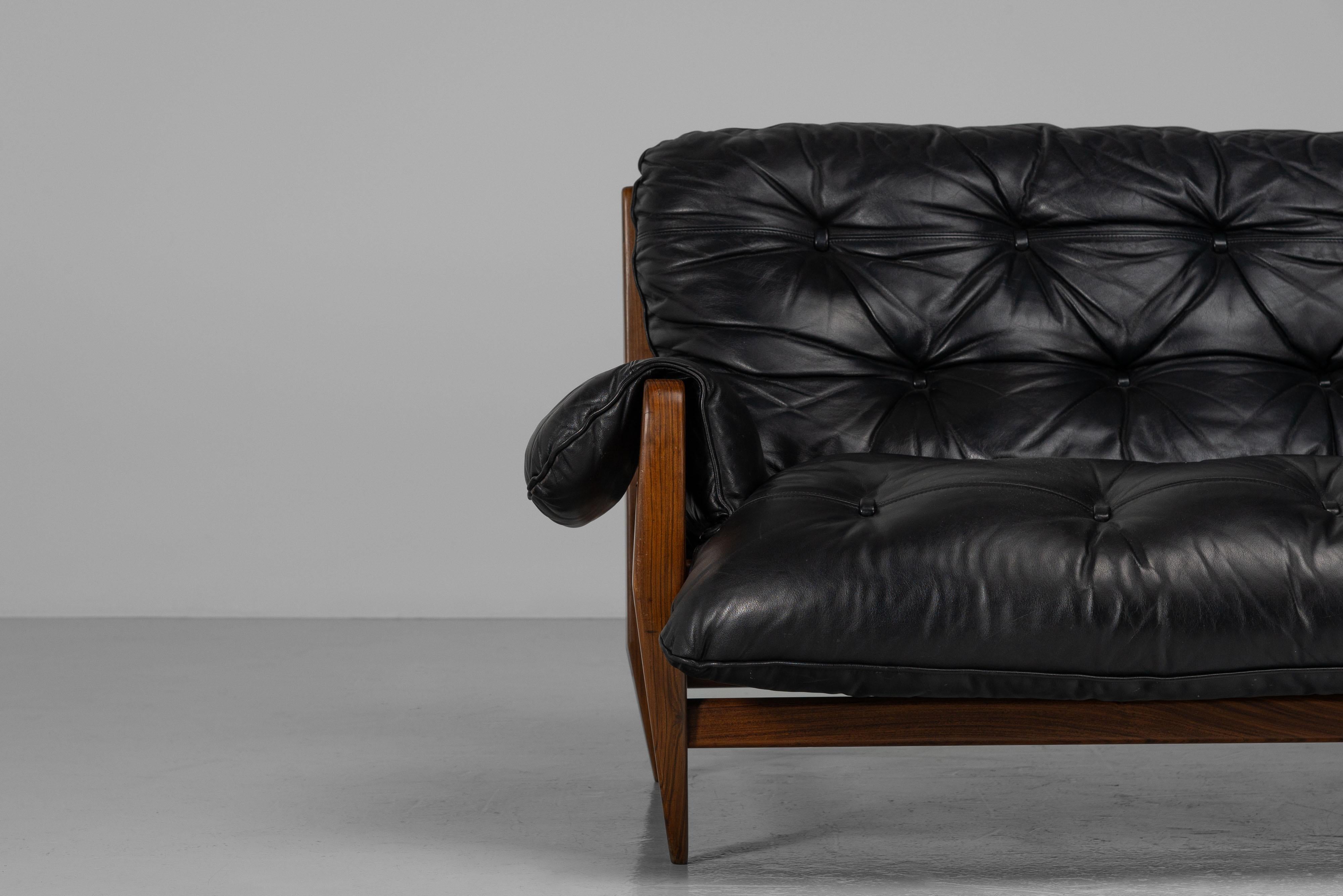 Mid-Century Modern Jean Gillon Rodeio sofa Italma Woodart Brazil 1965 For Sale