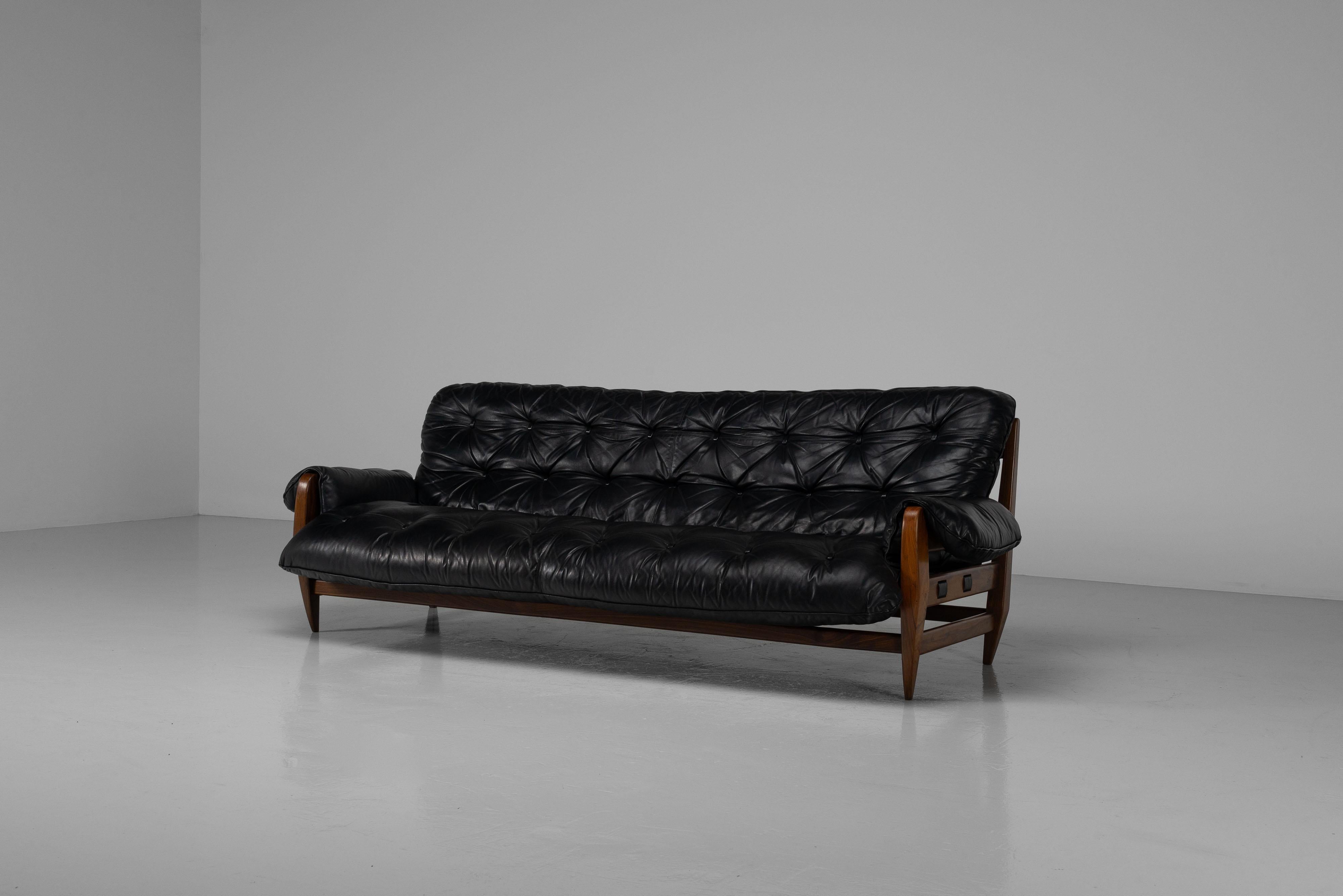 Mid-20th Century Jean Gillon Rodeio sofa Italma Woodart Brazil 1965 For Sale