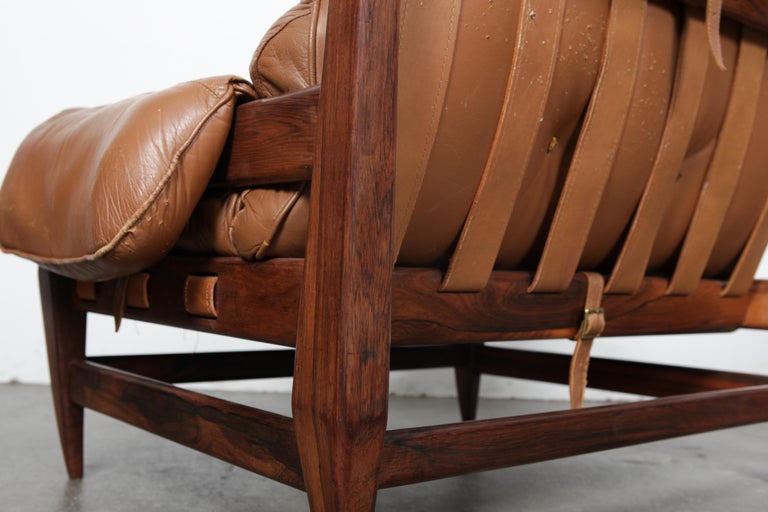 Jean Gillon Rosewood and Original Brown Leather Lounge ...