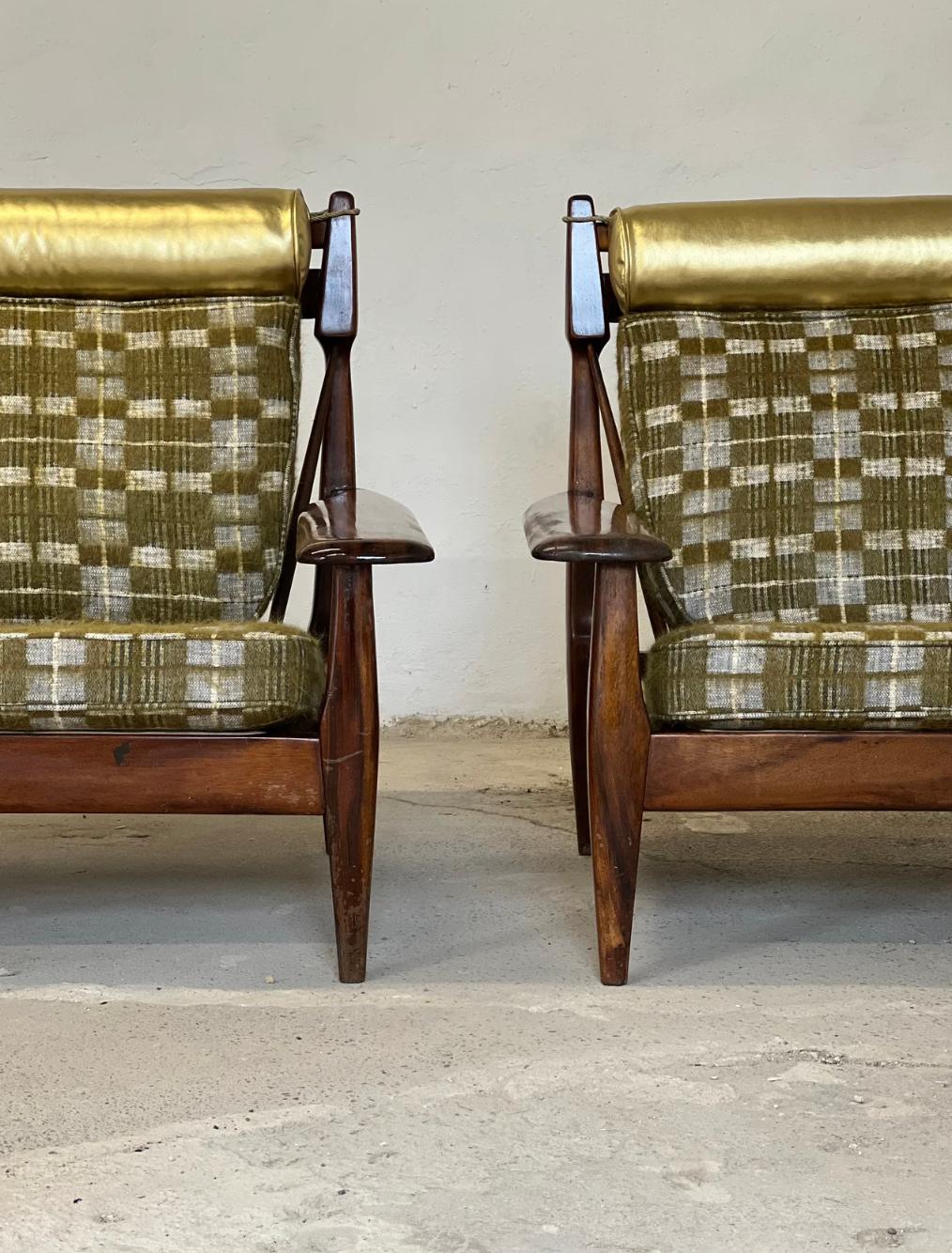 Jean Gillon Rosewood Lounge Chairs, Brazil, 1960s In Good Condition For Sale In Haywards Heath, GB