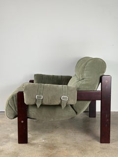 Jean Gillon Suede and Rosewood Arm Chair