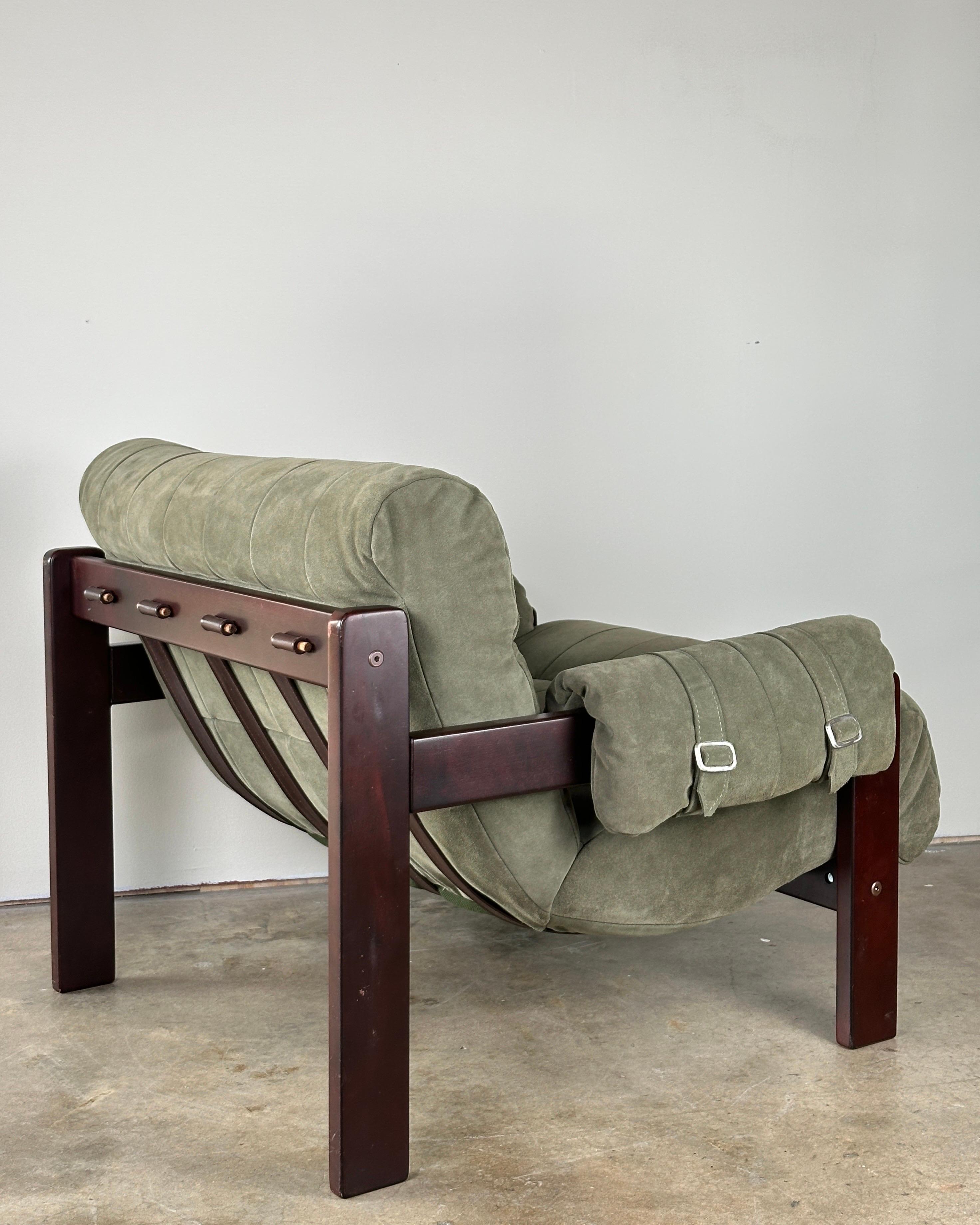 Modern Jean Gillon Suede and Rosewood Arm Chair