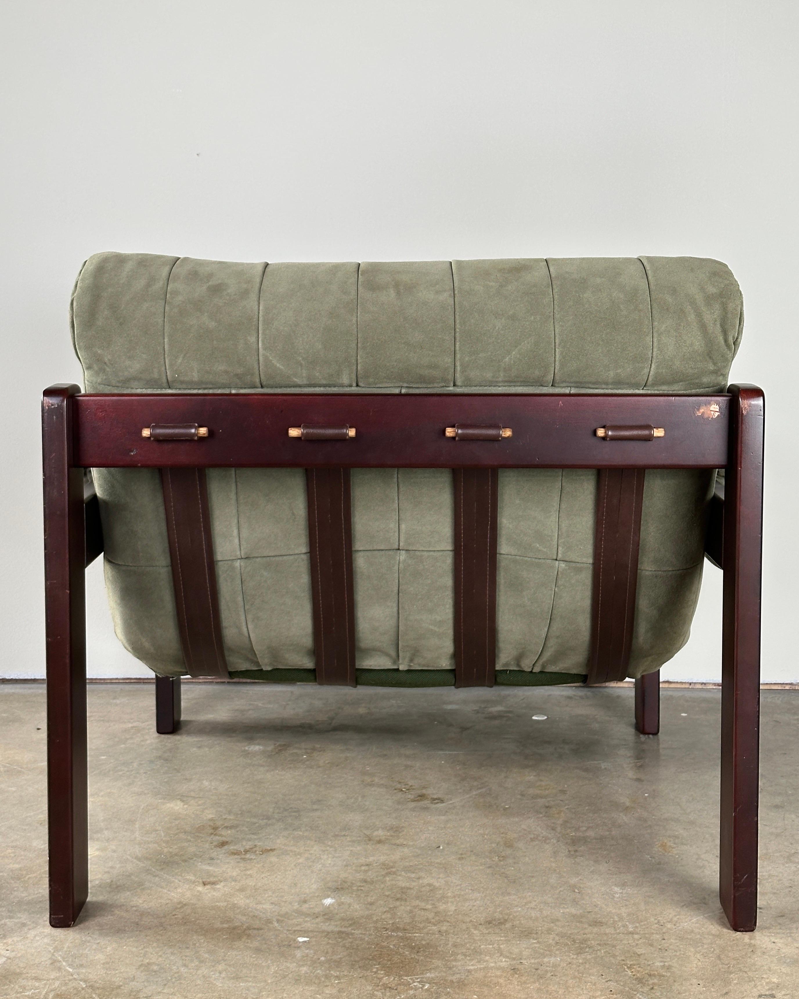 Brazilian Jean Gillon Suede and Rosewood Arm Chair
