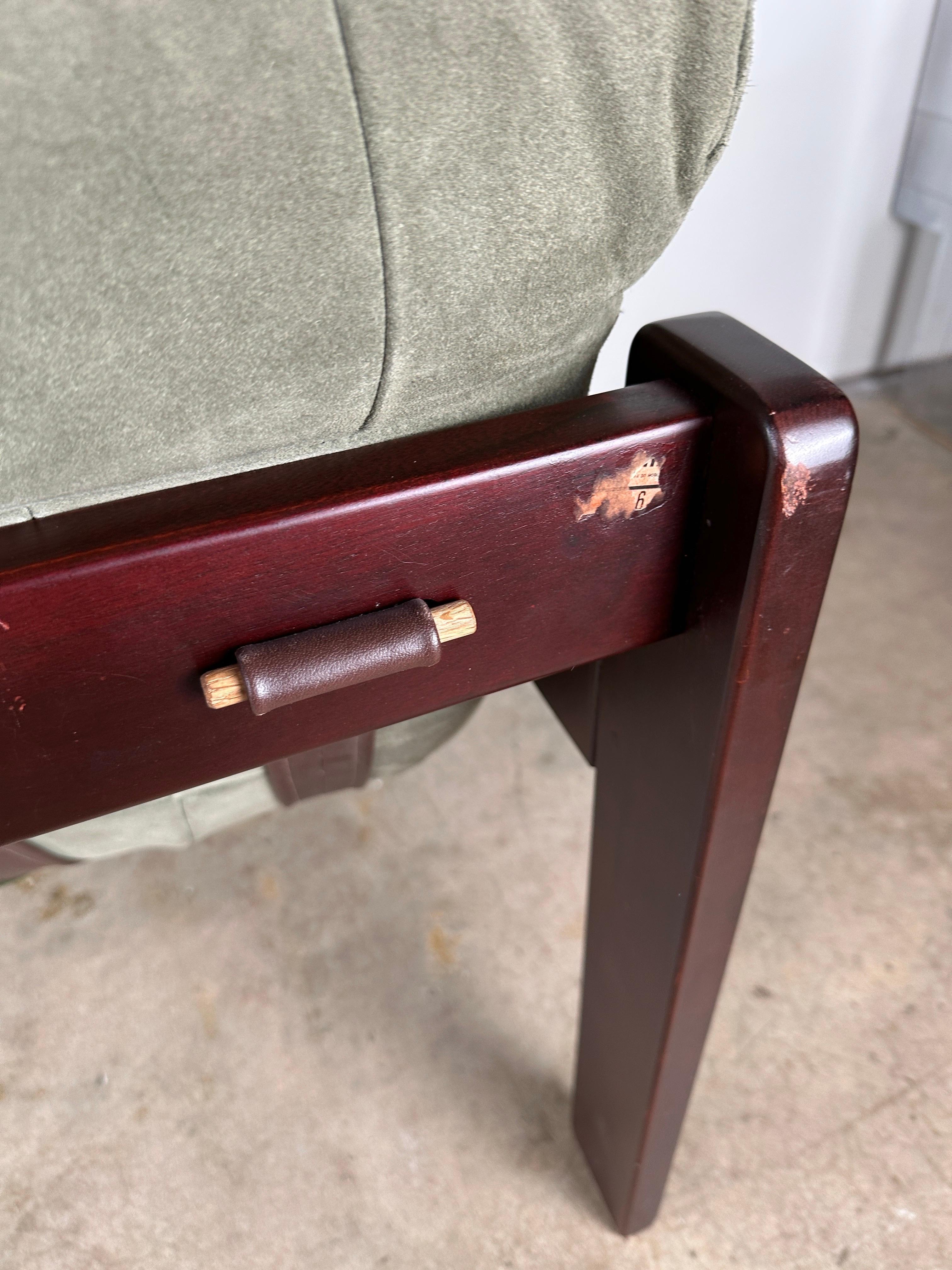 Mid-20th Century Jean Gillon Suede and Rosewood Arm Chair