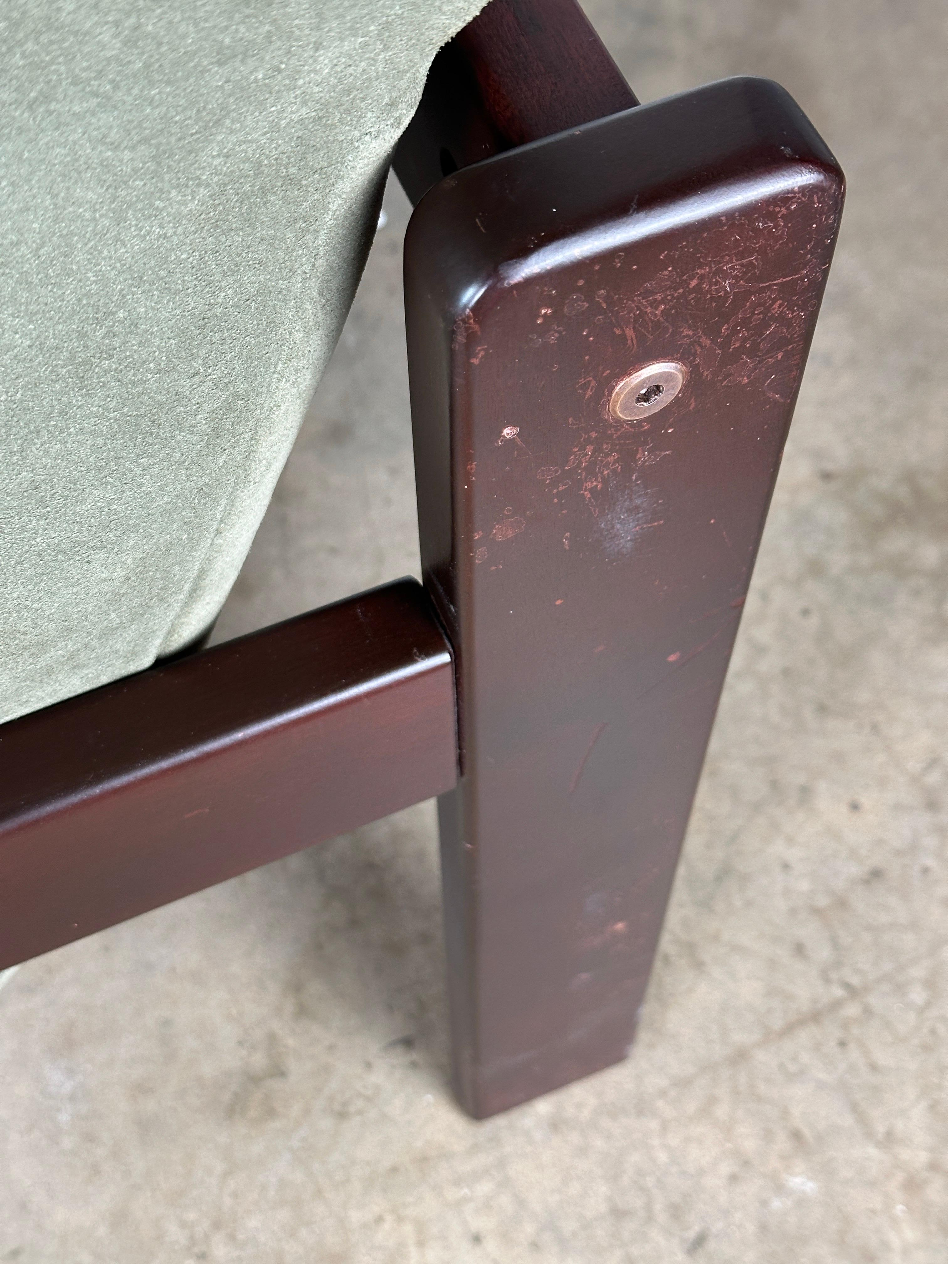 Jean Gillon Suede and Rosewood Arm Chair 1