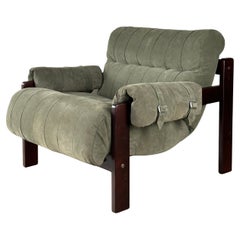 Jean Gillon Suede and Rosewood Arm Chair