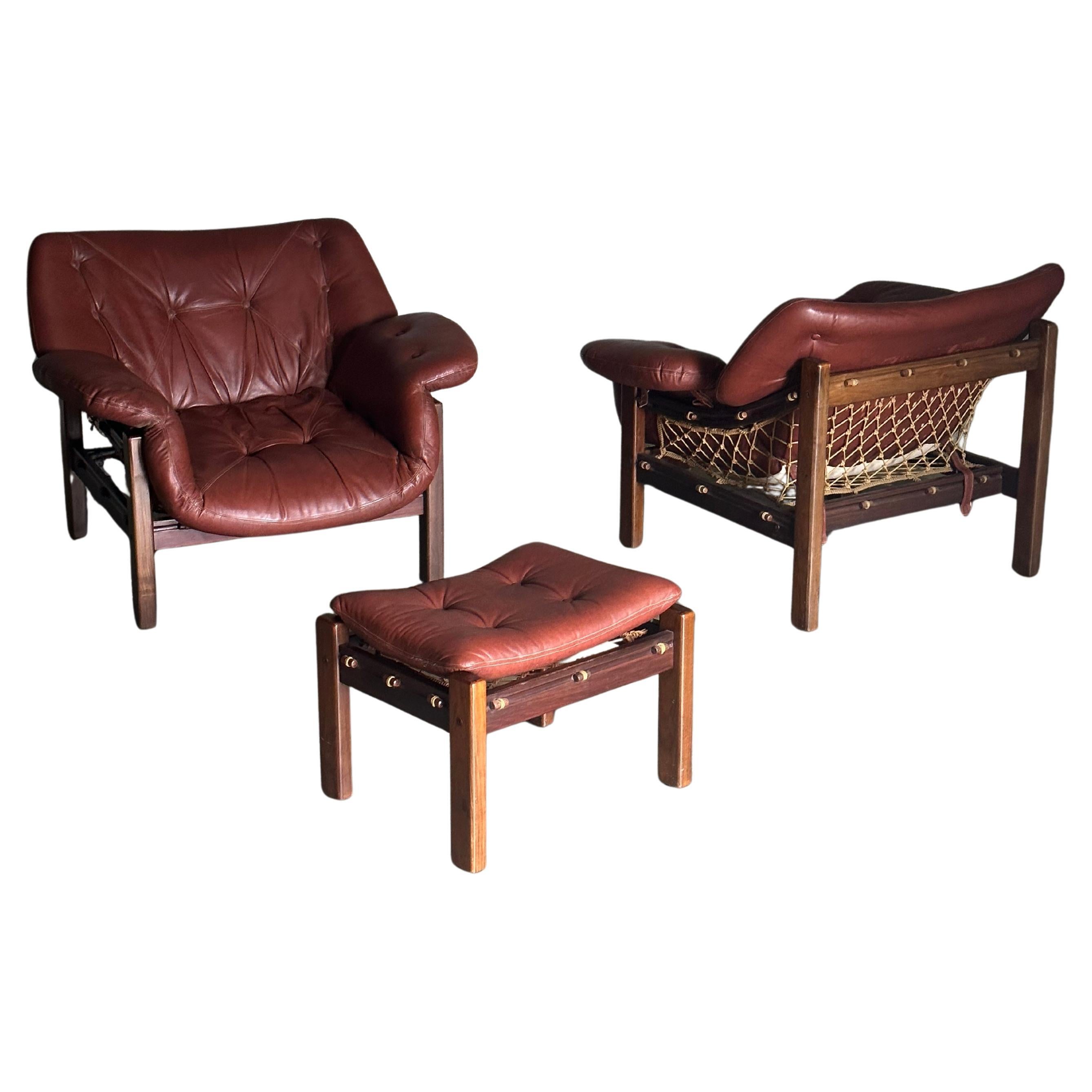 Jean Gillon Tijuca Chairs and Ottoman, a Set of 3