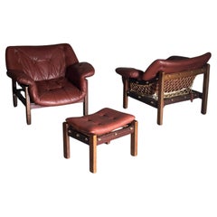 Jean Gillon Tijuca Chairs and Ottoman, a Set of 3