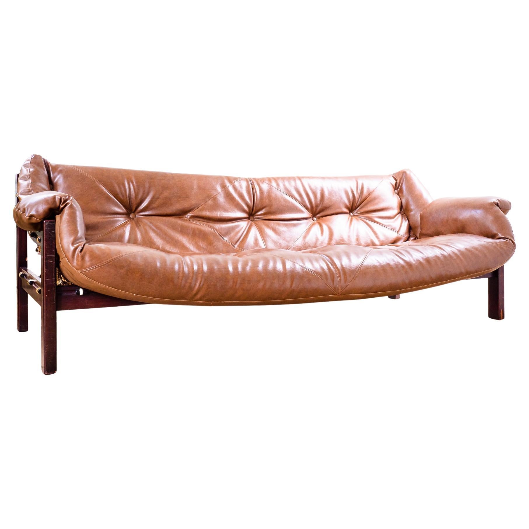 Jean Gillon Sofa „Tijuca“ aus Hartholz und Nylon-Hamock, Brasilien, 1970