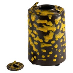 Jean Girel, Ceramic Jar, Brown & Yellow Glaze France, Late 20th Century