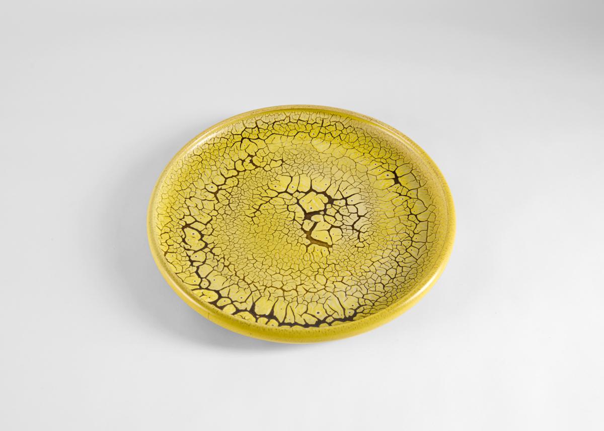 Glazed Jean Girel, Large Yellow Ceramic Platter,  France, 2021 For Sale