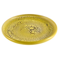Jean Girel, grand plat en céramique jaune,  France, 2021