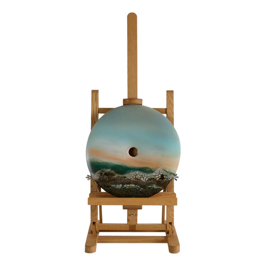 Jean Girel, Paysage Crépuscule Grand Disque Bi, Blue & Green Glaze, France, 2013