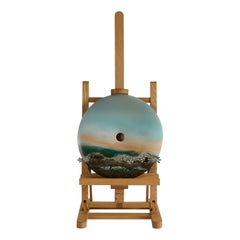 Jean Girel, Paysage Crépuscule Grand Disque Bi, Blue & Green Glaze, France, 2013