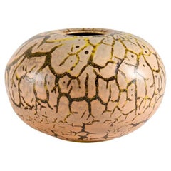 Jean Girel, Round Ceramic Vase, Craquelure Glaze, France, 2021