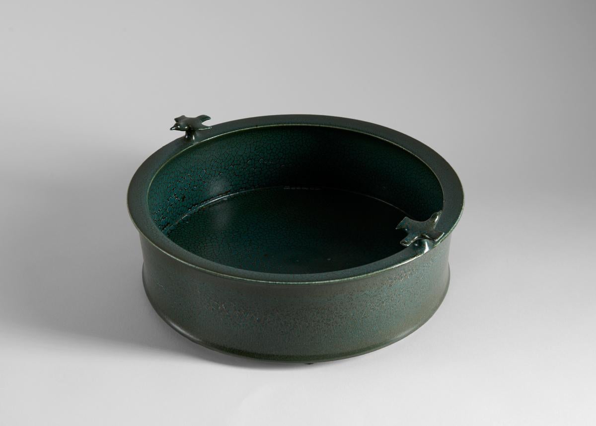 Jean Girel, Stormy Sea, Coupe aux Oiseaux, Green Bowl, France, 2011 In Good Condition For Sale In New York, NY