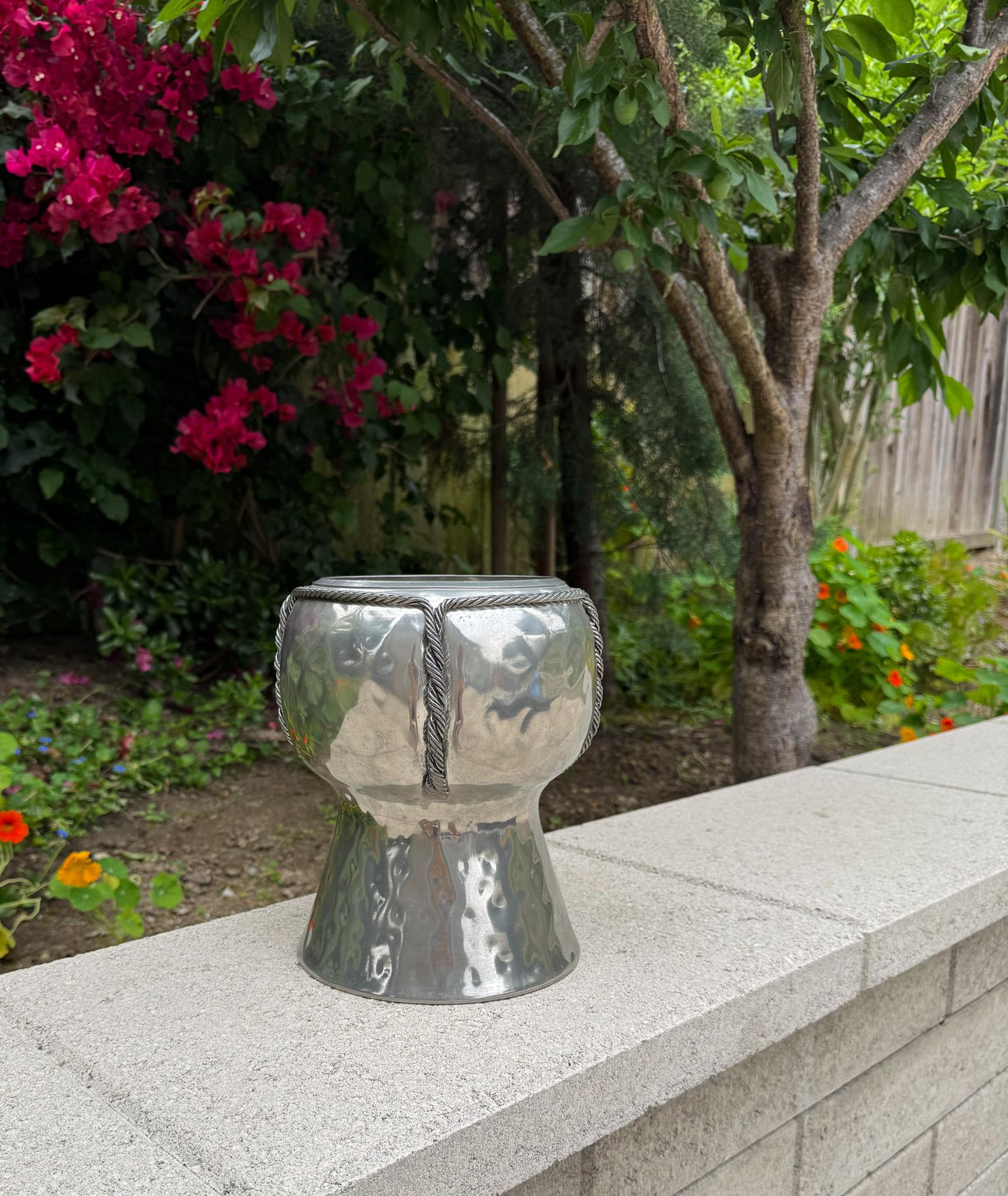Mid-Century Modern Jean Goardere Hammered Pewter Champagne Cooler, France c.1970 For Sale
