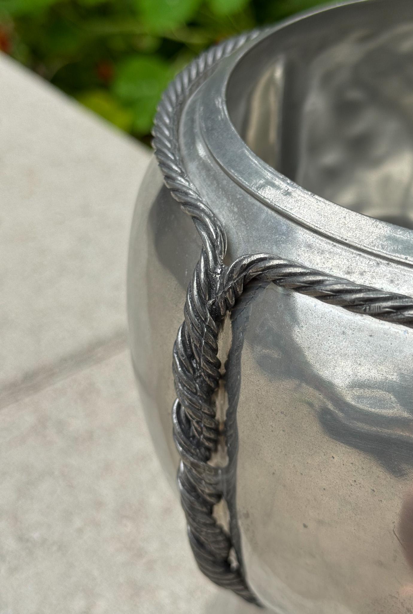 French Jean Goardere Hammered Pewter Champagne Cooler, France c.1970 For Sale