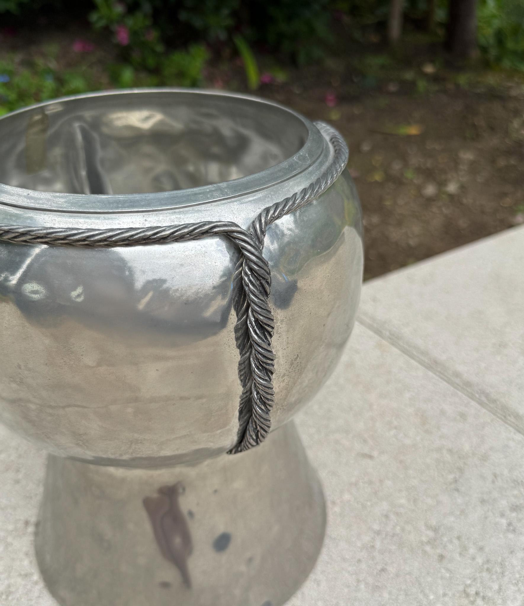 20th Century Jean Goardere Hammered Pewter Champagne Cooler, France c.1970 For Sale