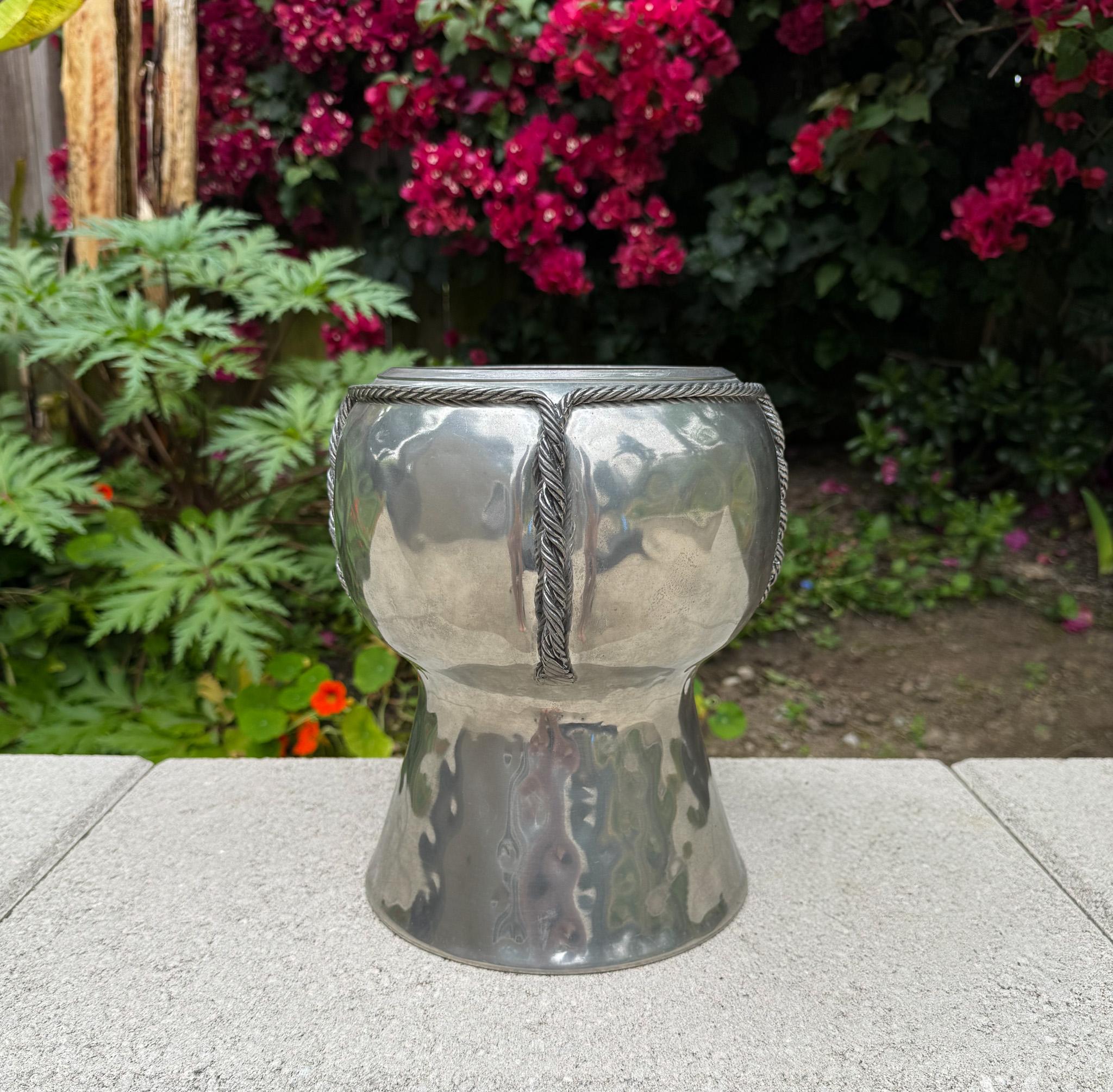 Jean Goardere Hammered Pewter Champagne Cooler, France c.1970 For Sale 1