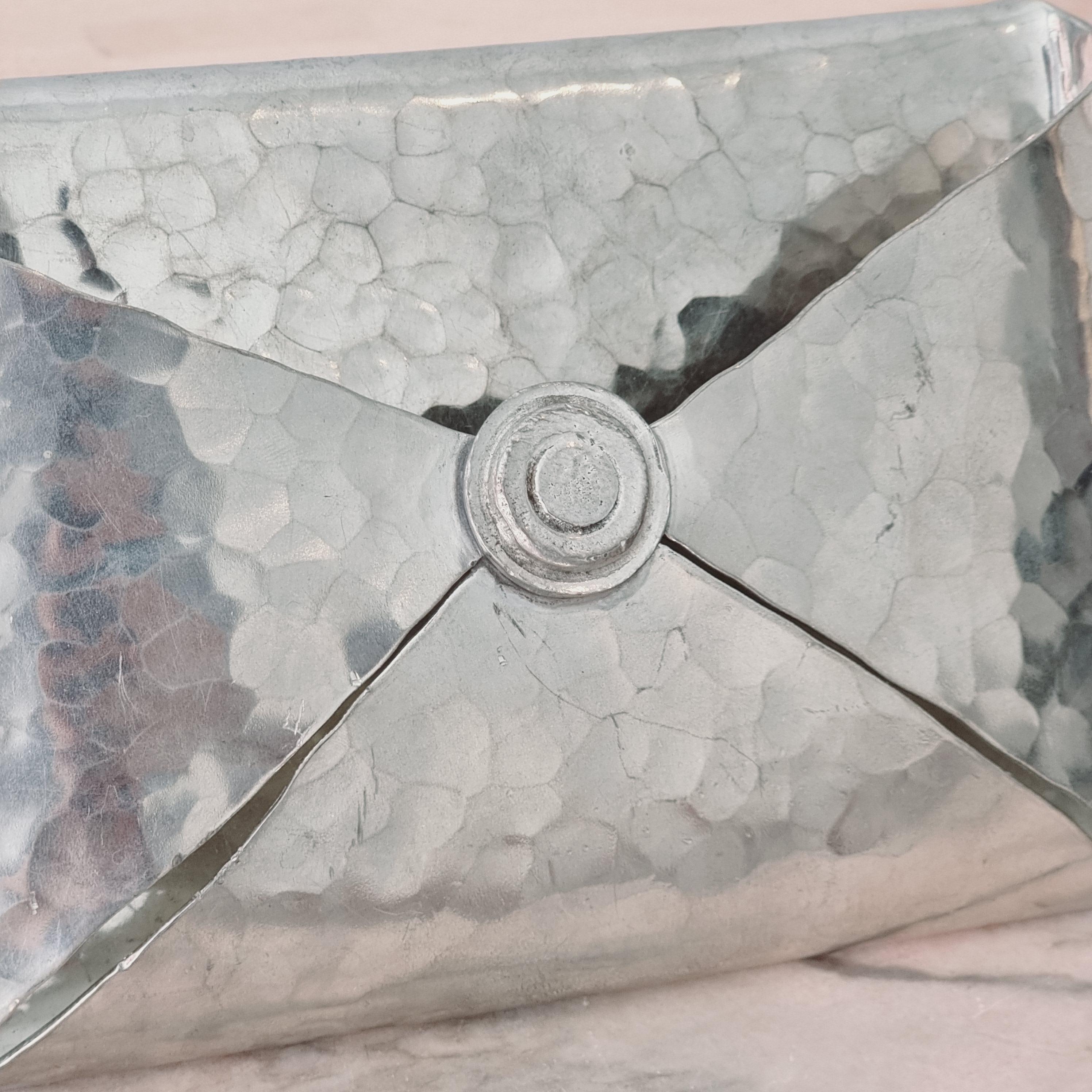 French Jean Goardere, letter holder, handmade pewter, France 1970s / Midcentury Modern