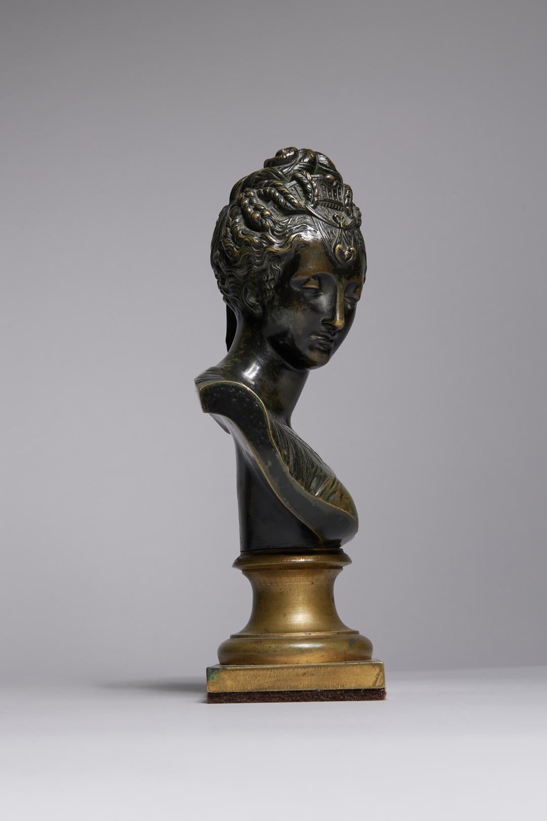 Bust der Diane de Poitiers, Bronzeskulptur einer französischen Adeligen (Gold), Figurative Sculpture, von Jean Goujon