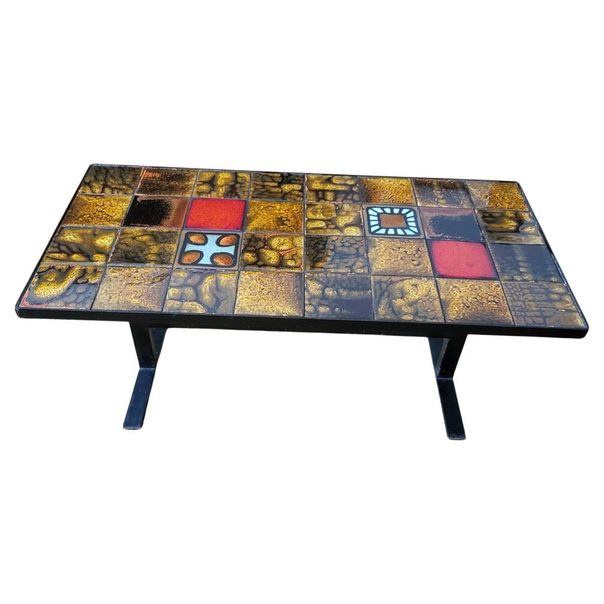 Table basse Jean Gregorieff par Roche Bobois, céramique émaillée, 1970