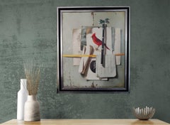 Still Life with Flute and Red Cardinal, Oil painting on canvas by Jean Grimal