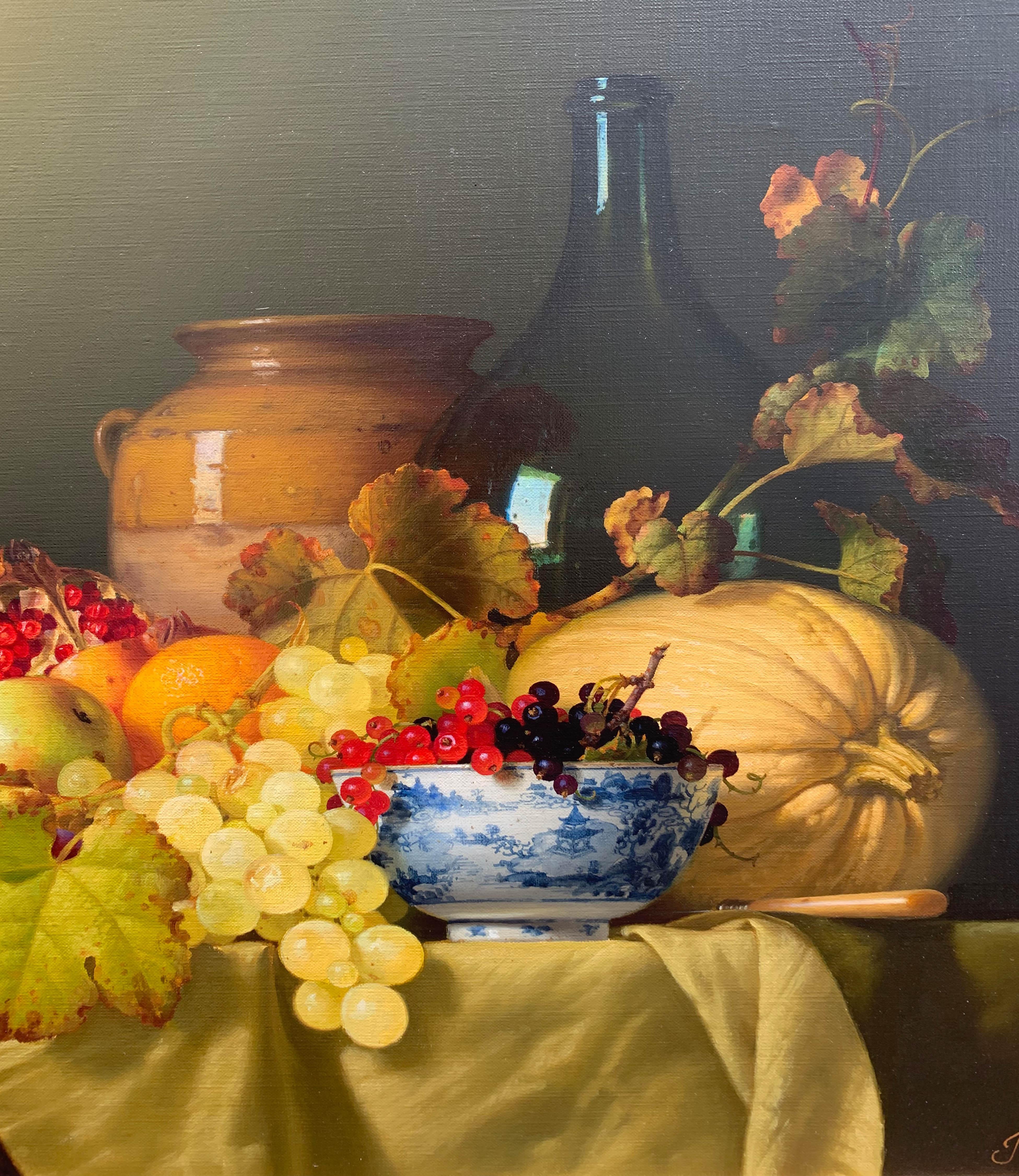 Nature Morte avec bal Chinois et Potiron – Painting von Jean Grimal