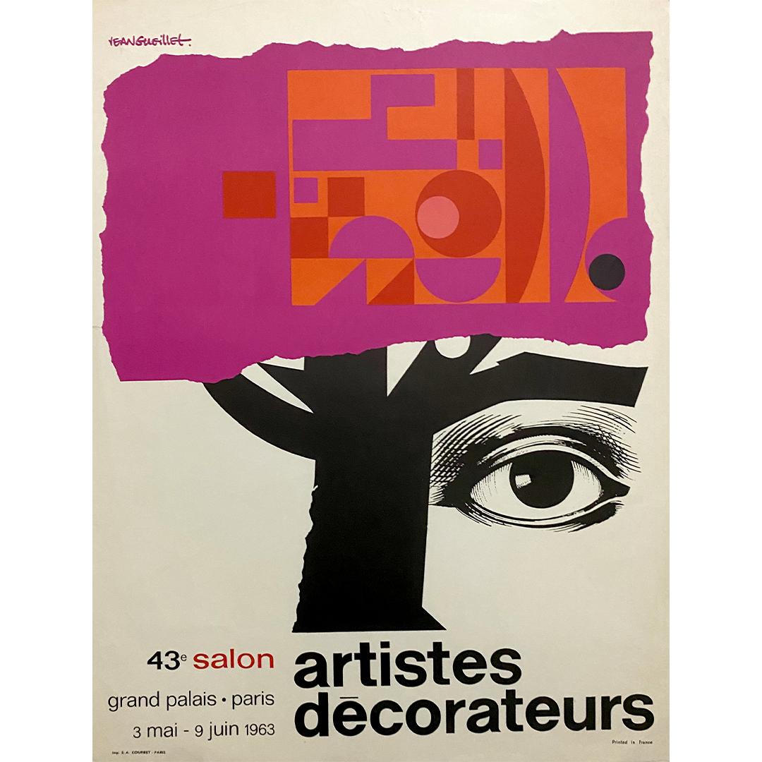 1963 Original poster 43rd exhibition Artists and decorators Grand Palais Paris - Print by Jean Gueillet