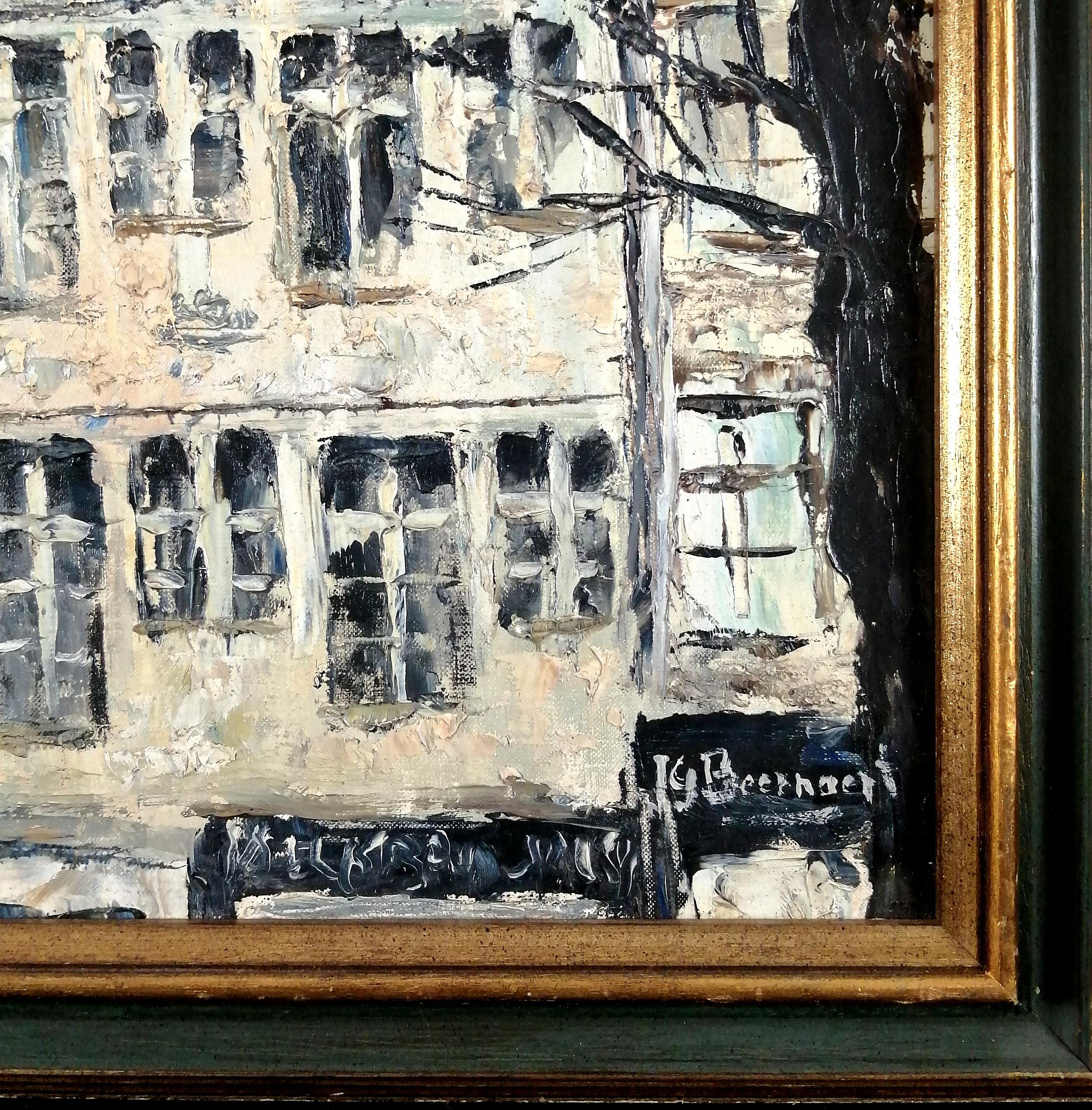 Antwerpen - Mitte des 20. Jahrhunderts belgische postimpressionistische Straßenlandschaftsmalerei im Angebot 2