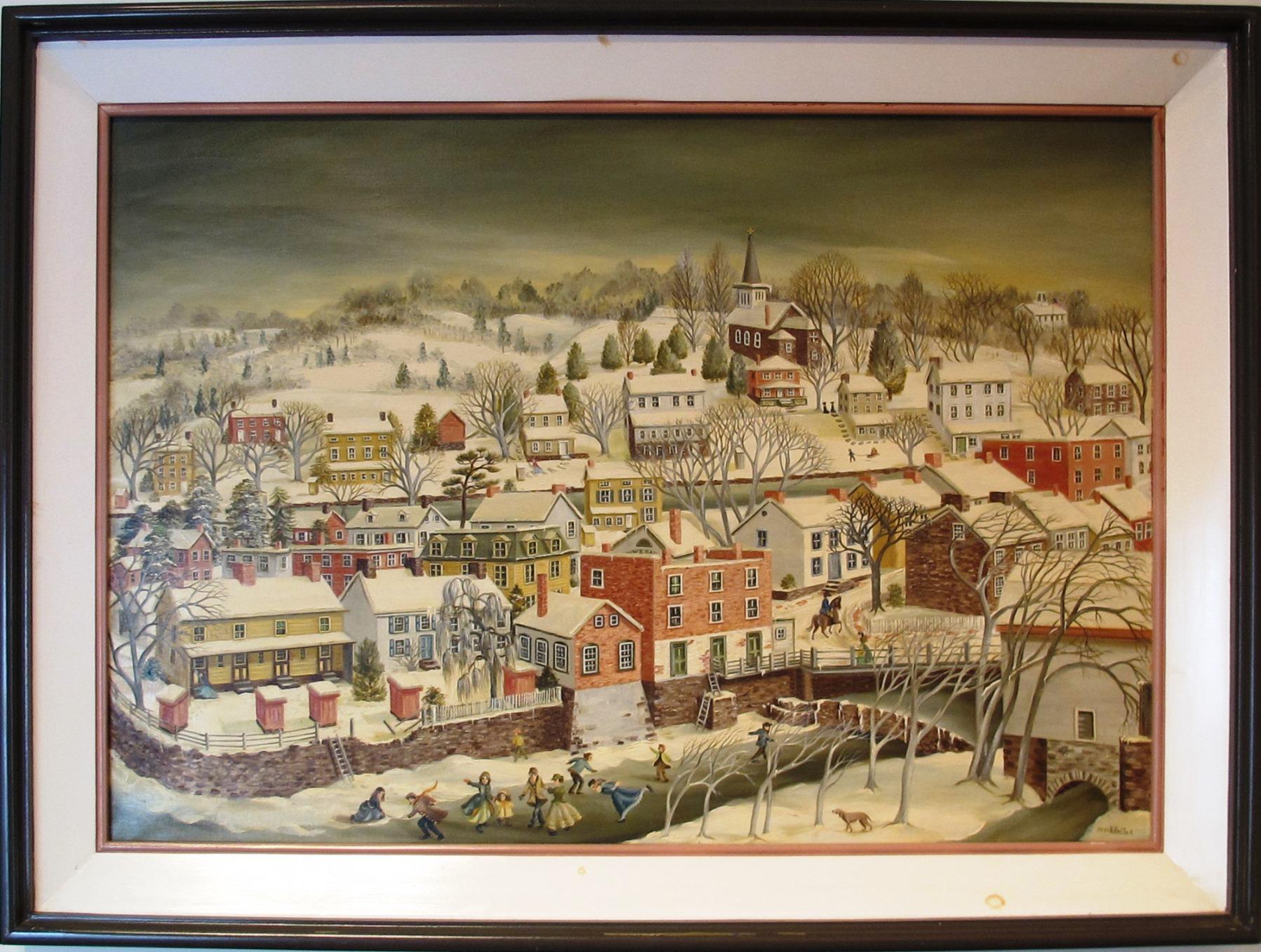 Jean H. Halter Landscape Painting - "Winter in New Hope"