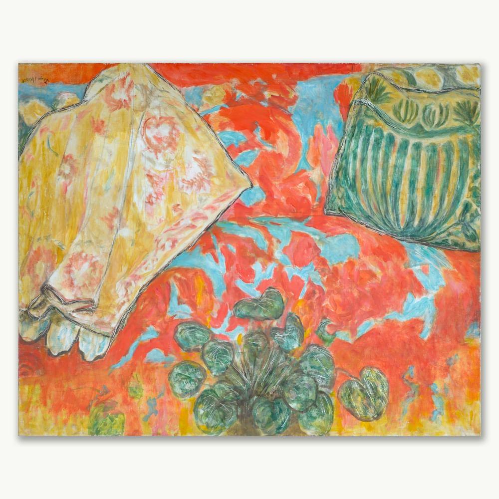 Still-Life Painting di Jean Hannon - Cuscino Cyclamen e Greene & Greene a righe