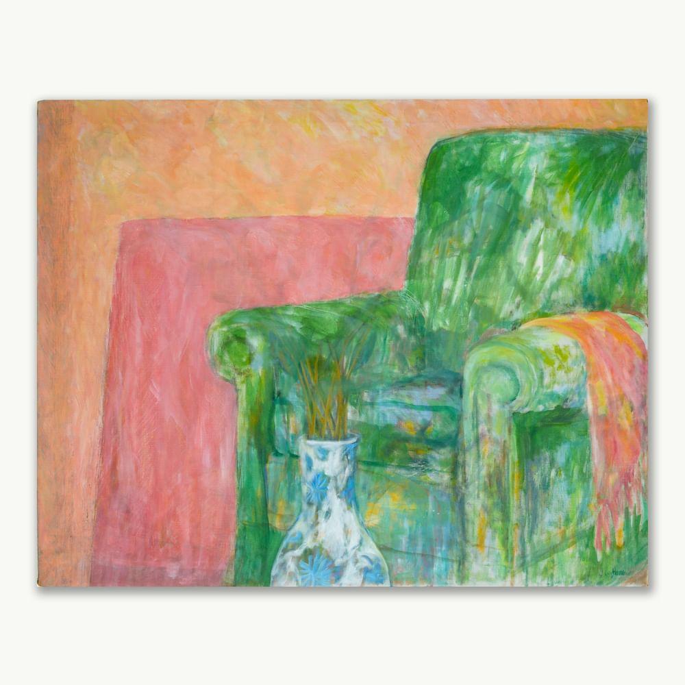 Grüner Stuhl – Painting von Jean Hannon